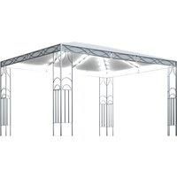 vidaXL Gazebo with LED String Lights Outdoor Activity Pavilion Garden Gazebo Patio Marquee Party Sunshade Canopy Tent 400x300 cm Cream