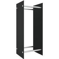 Firewood Rack Black Tempered Glass Stacker Log Holder Stand vidaXL