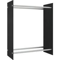 Firewood Rack Black Tempered Glass Stacker Log Holder Stand vidaXL