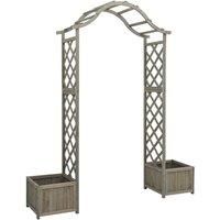 VidaXL Garden Pergola with Planter Grey Solid Firwood