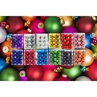 24 Piece Christmas Tree Baubles Decorations - 12 Colours - Green