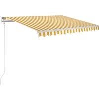 vidaXL Manual Retractable Awning 350x250 cm - Outdoor Patio Awning - UV & Water-Resistant Polyester Fabric - Adjustable Height and Angle - Yellow and White