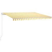 vidaXL Manual Retractable Awning with LED 400x300 cm - Outdoor Sunshade Shelter with Solar Lights, Adjustable Patio Cover, Yellow & White