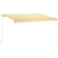 /'vidaXL Retractable Awning - Outdoor Sun Protection - Waterproof Fabric - Adjustable Angle and Height - Yellow and White - Aluminium Frame - Patio Decor