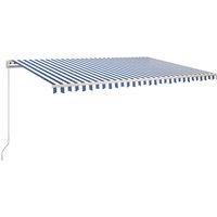 Vidaxl Manual Retractable Awning 500X350 Cm Blue And White
