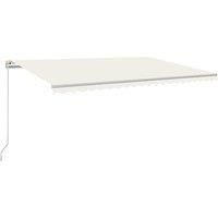 vidaXL Manual Retractable Awning Outdoor Lawn Garden Canopy Patio Sun Shade Balcony Terrace Shelter Arm Awning with LED 500x350 cm Cream