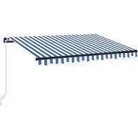Vidaxl Manual Retractable Awning With Led 350X250 Cm Blue And White
