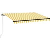 Vidaxl Manual Retractable Awning With Led 350X250 Cm Yellow And White