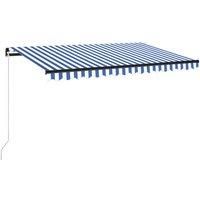 Vidaxl Manual Retractable Awning With Led 450X300 Cm Blue And White