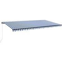 Vidaxl Manual Retractable Awning With Led 600X300 Cm Blue And White
