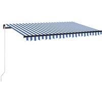 Vidaxl Manual Retractable Awning With Led 400X350 Cm Blue And White