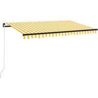 Vidaxl Manual Retractable Awning With Led 400X350 Cm Yellow And White