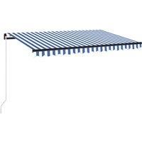 vidaXL Manual Retractable Awning Folding Arm Outdoor Manual Retractable Awning Outdoor Sunshade Garden Patio Balcony 450x350 cm Blue and White