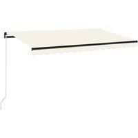 Vidaxl Manual Retractable Awning With Led 450X350 Cm Cream