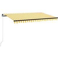 Vidaxl Manual Retractable Awning With Led 450X350 Cm Yellow And White