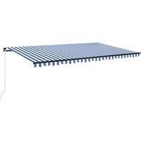 vidaXL Manual Retractable Awning Folding Arm Outdoor Manual Retractable Awning Outdoor Sunshade Garden Patio Balcony 500x350 cm Blue and White