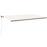 vidaXL Manual Retractable Awning Folding Arm Outdoor Manual Retractable Awning Outdoor Sunshade Garden Patio Balcony 500x350 cm Cream