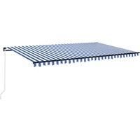 Vidaxl Manual Retractable Awning With Led 500X350 Cm Blue And White