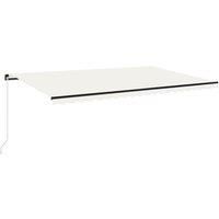 Vidaxl Manual Retractable Awning With Led 500X350 Cm Cream