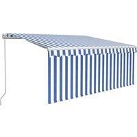 vidaXL Manual Retractable Awning With Blind 3X2.5M Blue & White