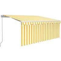 vidaXL Manual Retractable Awning With Blind 3.5X2.5M Yellow & White