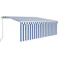 vidaXL Manual Retractable Awning With Blind 4X3M Blue & White