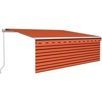 /'vidaXL Manual Retractable Awning with Blind - Aluminum Frame - UV & Water Resistant - Adjustable - 4x3m - Orange&Brown/'