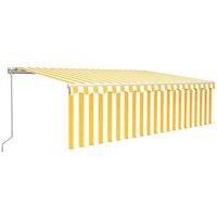 vidaXL Manual Retractable Outdoor Awning with Blind - Durable Powder-coated Aluminium Frame - High-density Polyester Fabric - Yellow&White