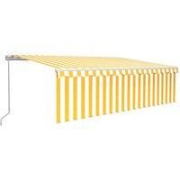 Manual Retractable Awning with Blind&LED 3x2.5m Blue&White Patio vidaXL