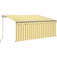 vidaXL Manual Retractable Awning With Blind 3.5X2.5M Yellow & White