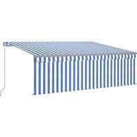 vidaXL Manual Retractable Awning With Blind 4X3M Blue & White