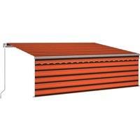 Vidaxl Manual Retractable Awning With Blind 4X3M Orange & Brown