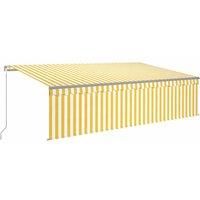Vidaxl Manual Retractable Awning With Blind 5X3M Yellow & White