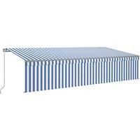Vidaxl Manual Retractable Awning With Blind 6X3M Blue & White