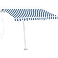 vidaXL Freestanding Manual Retractable Awning 300X250cm Blue & White