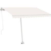 vidaXL Freestanding Manual Retractable Awning Outdoor Lawn Garden Canopy Patio Sun Shade Balcony Terrace Shelter Arm Awning 300x250 cm Cream