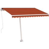 vidaXL Freestanding Manual Retractable Awning Outdoor Lawn Garden Canopy Patio Sun Shade Balcony Terrace Shelter Arm Awning 350x250 cm Orange/Brown
