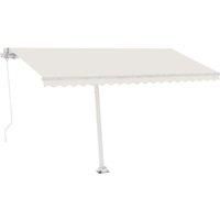 vidaXL Retractable Awning with Solar-Powered LED, Manual Sun Shade Shelter 400x300 cm, Cream Canopy, Adjustable Outdoor Awning with Aluminium Frame for Gardens, Patios