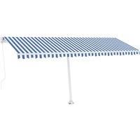 vidaXL Manual Retractable Awning With Led 500X350cm Blue And White