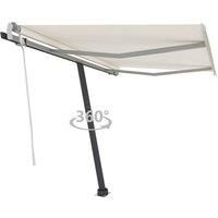 Vidaxl Freestanding Manual Retractable Awning 350X250 Cm Cream