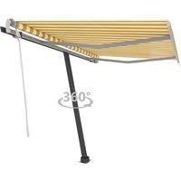 Vidaxl Freestanding Manual Retractable Awning 350X250 Cm Yellow White