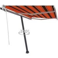 vidaXL Freestanding Manual Retractable Awning Folding Arm Manual Retractable Awning Patio Outdoor Garden Balcony 350x250 cm Orange/Brown