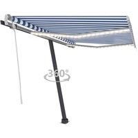 Vidaxl Manual Retractable Awning With Led 350X250 Cm Blue And White
