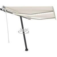 Vidaxl Manual Retractable Awning With Led 350X250 Cm Cream