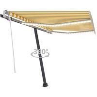 Vidaxl Manual Retractable Awning With Led 350X250 Cm Yellow And White