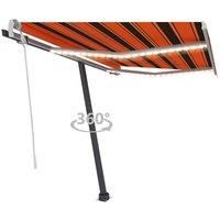 Vidaxl Manual Retractable Awning With Led 350X250 Cm Orange And Brown