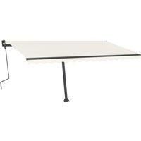 /'vidaXL Freestanding Manual Retractable Awning - Cream-Coloured Outdoor Patio Awning with Adjustable Angle, Height & Rotating Base