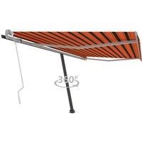 Vidaxl Freestanding Manual Retractable Awning 400X300 Cm Orange & Brown