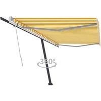 Vidaxl Freestanding Manual Retractable Awning 500X300 Cm Yellow White