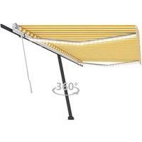 vidaXL Manual Retractable Awning Folding Arm Sun Shade Manual Retractable Awning Outdoor Sunshade Patio Garden with LED 500x300 cm Yellow and White